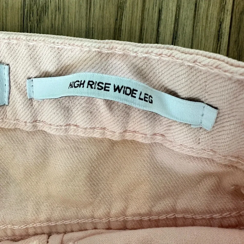Bershka Light Pink Distressed Ripped‎ Wide Leg Jeans 2